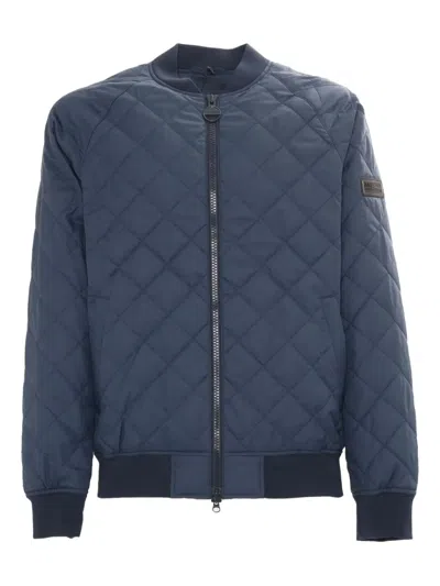 Barbour International Harfell Diamond-pattern Quilted Bomber Jacket In Blue