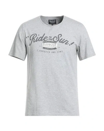 Barbour International Man T-shirt Light Grey Size M Cotton In Gray