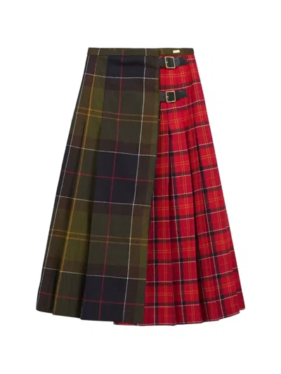 Barbour International Marena Tartan Pleated Midi Skirt In Multi