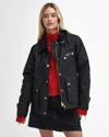 Barbour International Mcclain Womens Wax Jacket In Black