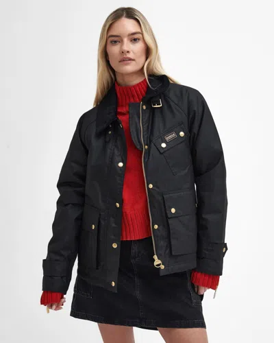 Barbour International Mcclain Womens Wax Jacket In Black