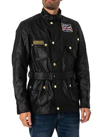Pre-owned Barbour International Men's Union Jack Waxed Jacket, Black