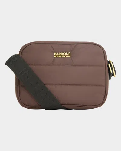 Barbour International Monaco Womens Baffle Quilt Crossbody Bag In Brown