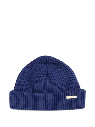 Barbour International Mosely Fisherman Beanie Hat In Blue