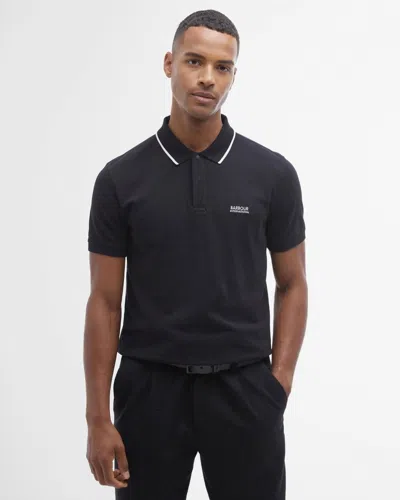 Barbour International Murphy Mens Contrast Tipped Polo Shirt In Black