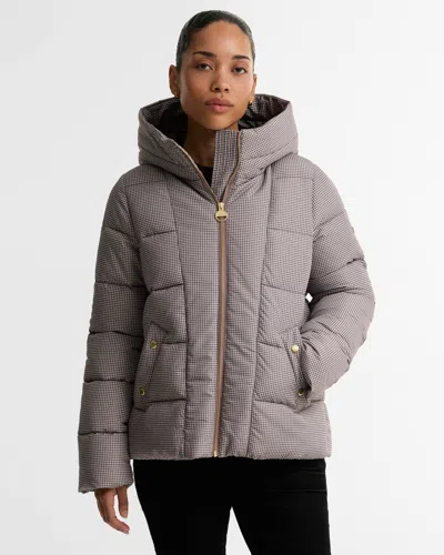 Barbour International Printed Brantley Womens Puffer Jacket In Purple