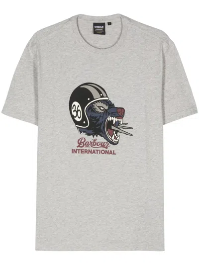 Barbour International Socket Cotton T-shirt In Grey
