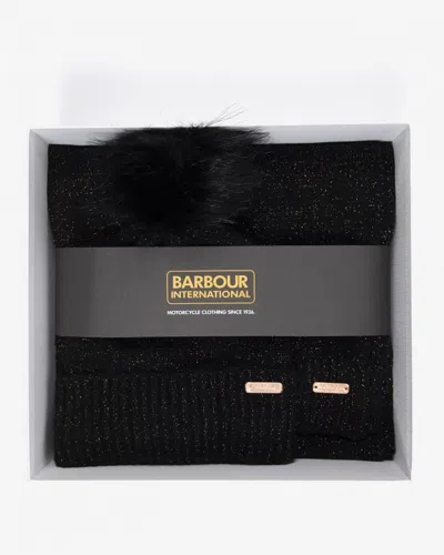 Barbour International Sparkle Womens Beanie/scarf In Black