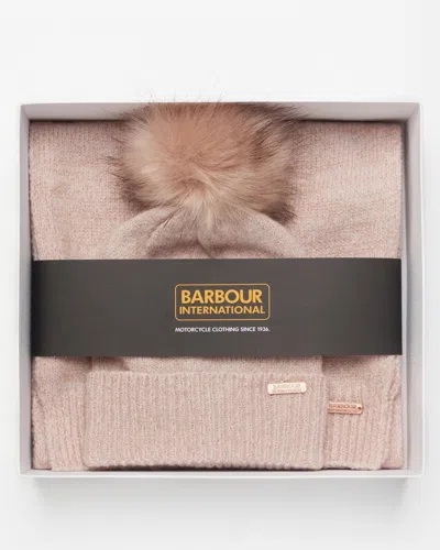 Barbour International Sparkle Womens Beanie/scarf In Pink