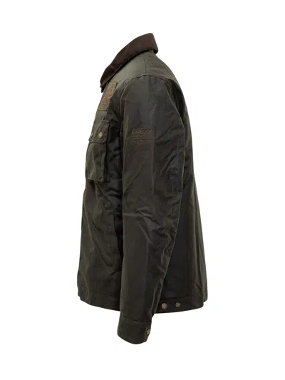 Barbour International Steve Mcqueen Patch Waxed Cotton Jacket In Sage