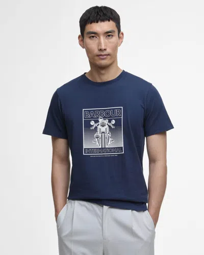 Barbour International Track Graphic Mens T-shirt In Blue