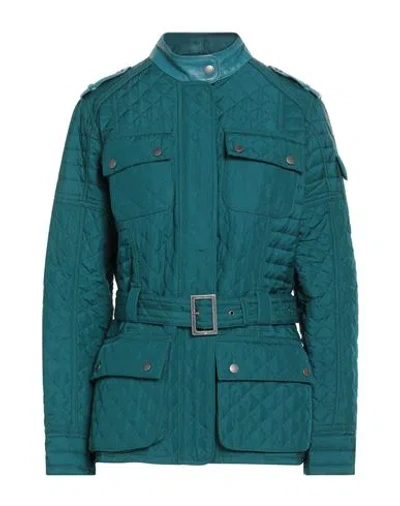 Barbour International Woman Puffer Green Size 10 Polyester In Blue