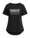 Barbour International Woman T-shirt Black Size 10 Cotton, Elastane