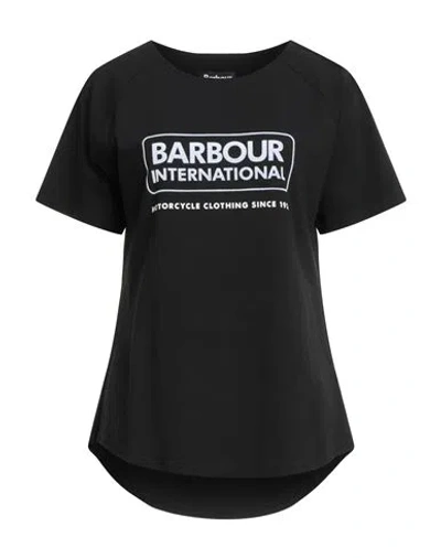 Barbour International Woman T-shirt Black Size 10 Cotton, Elastane