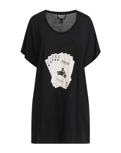 Barbour International Woman T-shirt Black Size 12 Lyocell, Cotton