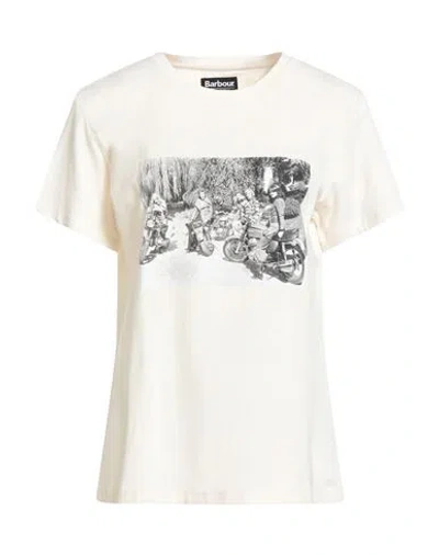 Barbour International Woman T-shirt Cream Size 12 Cotton, Elastane In White