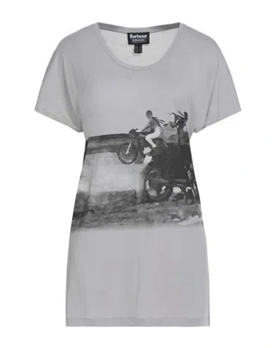 Barbour International Woman T-shirt Grey Size 12 Lyocell, Cotton In Gray