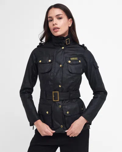 Barbour International Womens Wax Jacket In Black