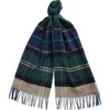 Barbour Inverness Tartan Plaid Wool Scarf In Green