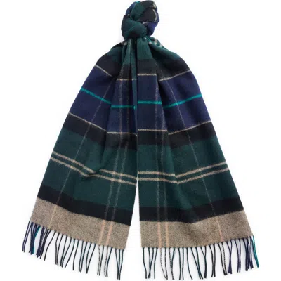 Barbour Inverness Tartan Plaid Wool Scarf In Green