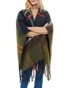 Barbour Isla Boucle Tartan Green Blue Cape In Multi