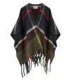 Barbour Isla Boucle Tartan Green Blue Cape In Green
