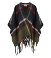 Barbour Isla Boucle Tartan Green Blue Cape In Multi