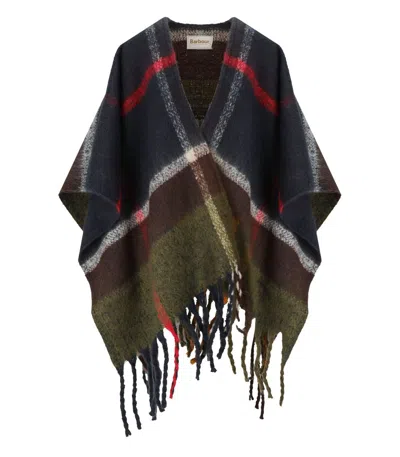 BARBOUR ISLA BOUCLE TARTAN GREEN BLUE CAPE