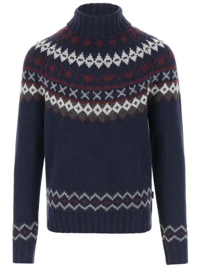 Barbour Isle Intarsia Turtleneck Jumper In Red