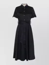 Barbour Ivy Belted Waist Midi Dress With Pockets In Black