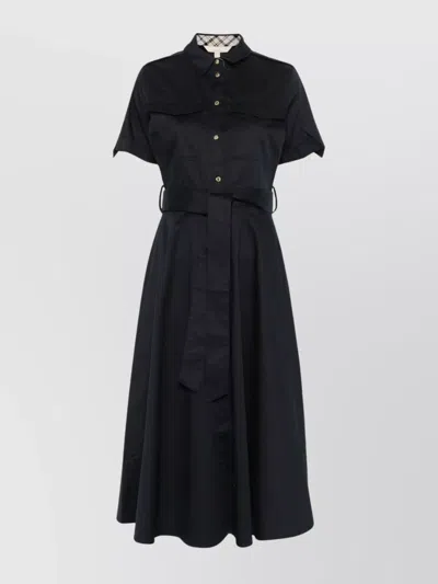 Barbour Ivy Belted Waist Midi Dress With Pockets In Black