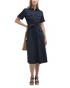 Barbour Ivy Short Sleeve Cotton Sateen Shirtdress In Dark Navy
