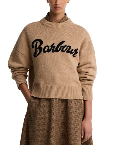 Barbour Womens Ivybridge Brand-print Wool Jumper Warm Trench In Neutral