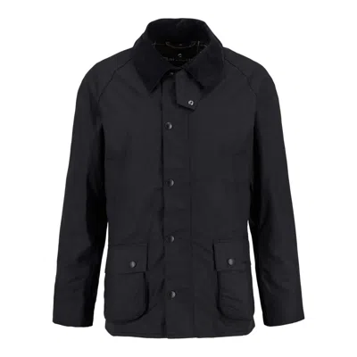 Barbour Dark Blue Embroidered Logo Jacket In Black
