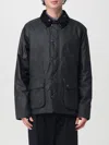Barbour Black Waxed Jacket With Velvet Collar In Black