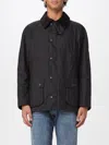 Barbour Collared Waxed Cotton Jacket And Pockets In Black