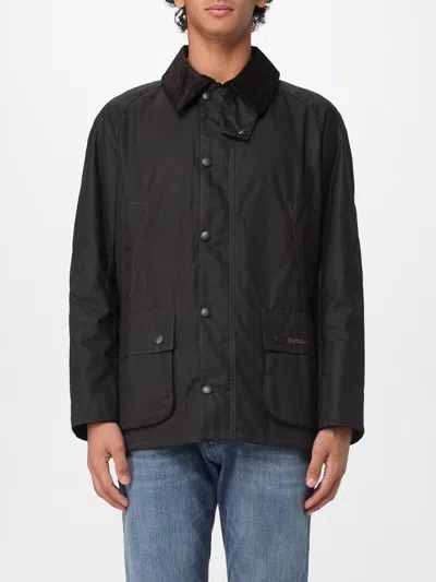 Barbour Collared Waxed Cotton Jacket And Pockets In Black