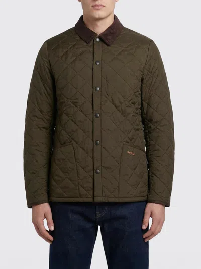 Barbour Heritage Liddesdale Green Jacket With Classic Corduroy Collar And Logo Lettering On The Front In Tec