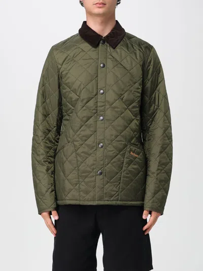 Barbour Heritage Liddesdale Green Jacket With Classic Corduroy Collar And Logo Lettering On The Front In Tec