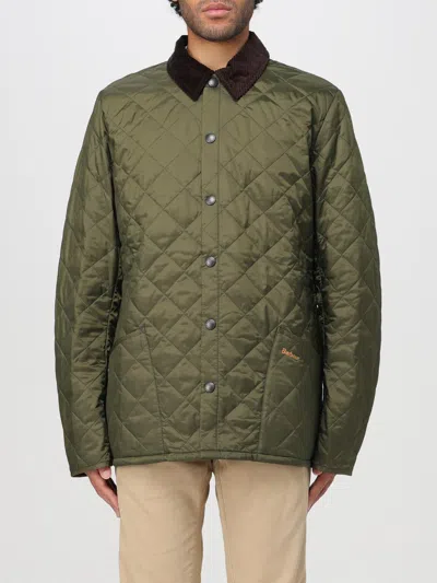Barbour Heritage Liddesdale Green Jacket With Classic Corduroy Collar And Logo Lettering On The Front In Tec