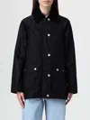 Barbour Waxed Cotton Casual Jacket With Corduroy Collar In Black