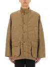 Barbour Bedale Jacket With Flap Pockets And High Collar In Beige
