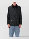 Barbour Jacket Collar Corduroy Slit Pockets In Black