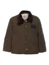 Barbour Jacket Plaid Pattern Corduroy Collar In Green