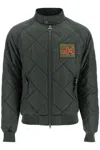 Barbour Quilted High Neck Jacket With Logo Accents In Green