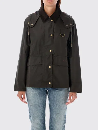 Barbour Jacket Woman Color Green In Black