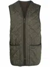 Barbour Quilted Sleeveless V-neck Waistcoat Zip In Green