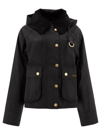 Barbour Logo Embroidered Long-sleeved Jacket In Black