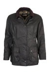 Barbour Classic Button-up Coat With Corduroy Collar In Black