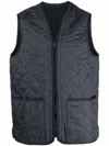 Barbour Navy Blue Padded Waistcoat With Diamond Quilting In Blue